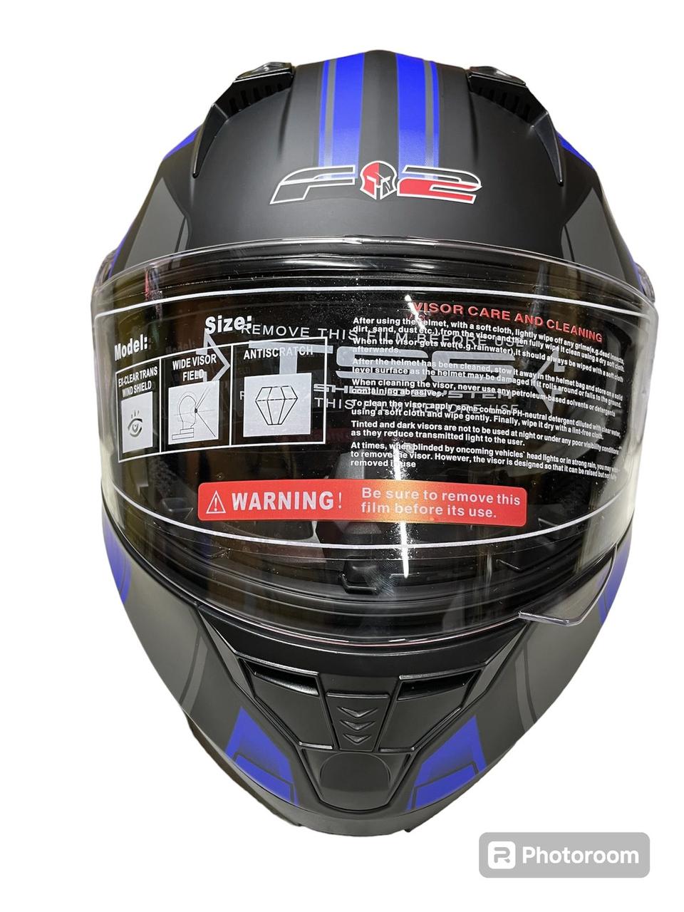 Шолом SCORPION закритий з відкидним підборіддям+окуляри SCO-162 ЧОРНИЙ матовий з сіро-синім малюнком