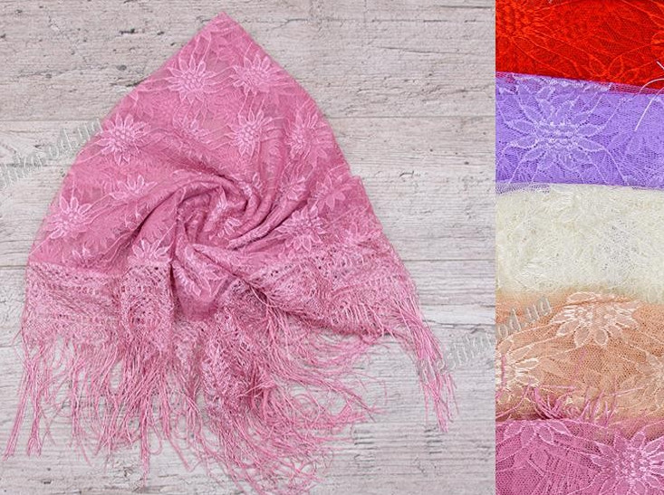 Хустка жіноча прозора ажурний розмір 95 на 75 см Мікс колір (від 5 шт.)