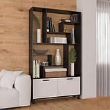 Шафа для книг з 2 дверцями в вітальню, Полиця для книг 120 см на 10 відділень, Книжковий стелаж для дому, фото 2