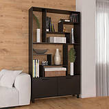 Шафа для книг з 2 дверцями в вітальню, Полиця для книг 120 см на 10 відділень, Книжковий стелаж для дому, фото 7