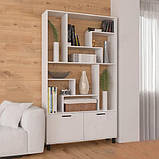 Шафа для книг з 2 дверцями в вітальню, Полиця для книг 120 см на 10 відділень, Книжковий стелаж для дому, фото 8