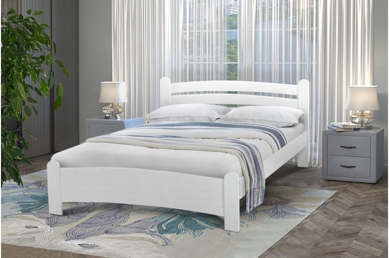 Ліжко двоспальне з масиву сосни ЗЛАТА, Мікс меблі, колір  білий