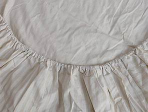 Натяжне захисне простирадло-чохол бязь на гумці (140*200*25) двоспальне бавовняне однотонне кремове в смужку, фото 2