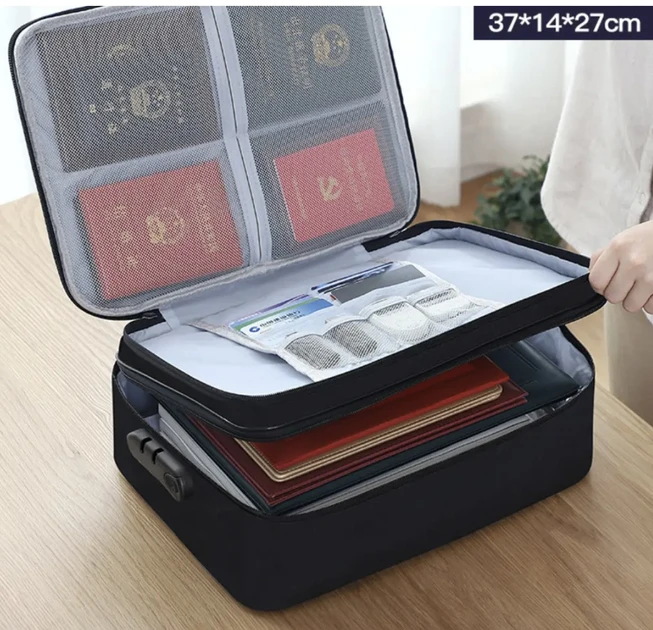 Органайзер папка для документів із кодовим замком на 2 відділення Чорний, фото 1