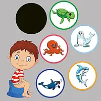 Термо наклейки для приучения к горшку детские наклейки на горшок для ребенка 5 шт яркие морские жители 7 см