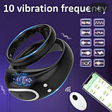 Ерекційне кільце DoubleSexyRing з вібрацією, акумулятором та пультом керування, фото 7
