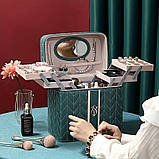 Скринька жіноча косметичка велика для прикрас, косметики з дзеркалом Б'ютікейс валіза органайзер, фото 3