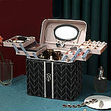 Скринька жіноча косметичка велика для прикрас, косметики з дзеркалом Б'ютікейс валіза органайзер, фото 2