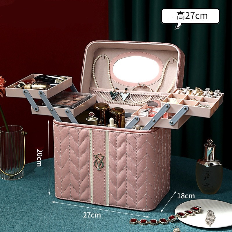 Скринька жіноча косметичка велика для прикрас, косметики з дзеркалом Б'ютікейс валіза органайзер, фото 1