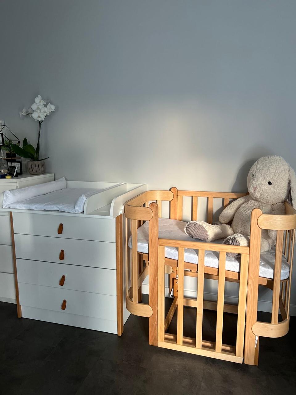Дитяче ліжечко 5в1 з рухомою стінкою 60х120 Nika IngVart, натуральний, фото 1
