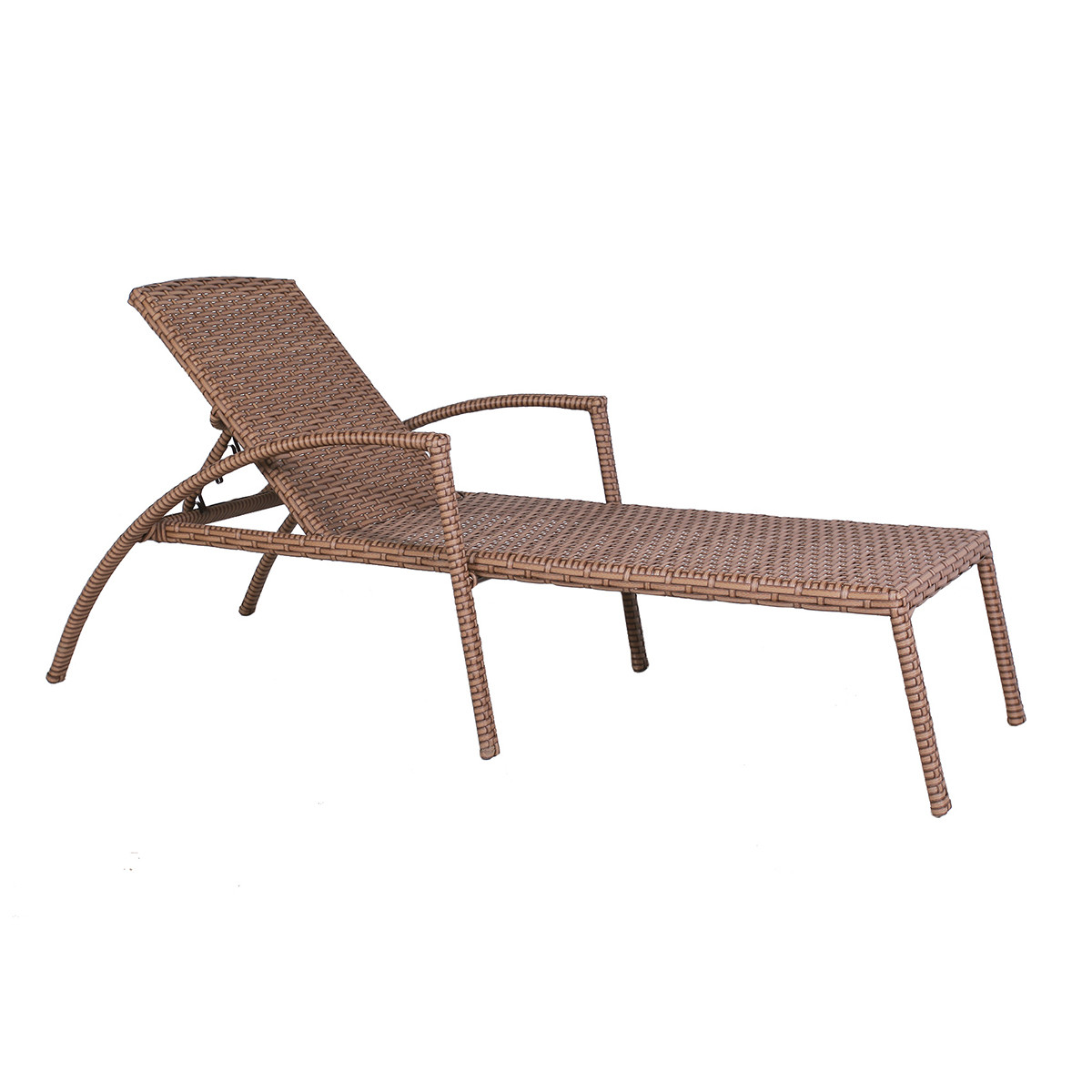 Шезлонг пляжний Крит каркас сталь, віск. ротанг Какао, 195х70х85 см (Pradex ТМ)