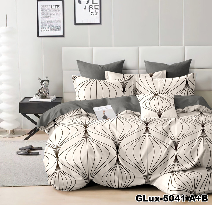 Двоспальний комплект (Бязь) | Комплект постільної білизни "Хвилясті лінії" | Простирадло 200х220 см, фото 1