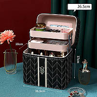 Шкатулка косметичка женская большая для украшений, косметики c зеркалом Бьютикейс чемодан органайзер