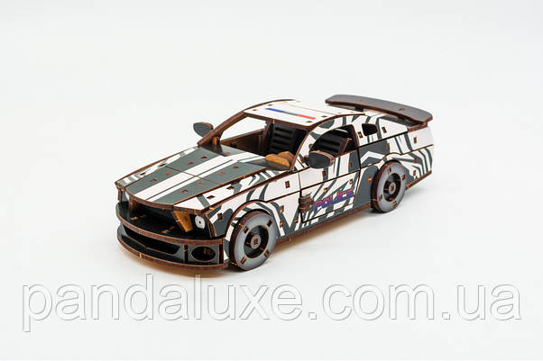 Дерев'яний 3D конструктор авто Muscle car GT, модель 162 деталей, фото 5