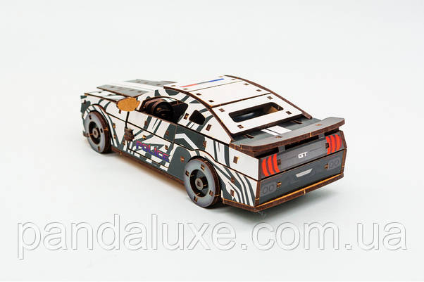 Дерев'яний 3D конструктор авто Muscle car GT, модель 162 деталей, фото 6