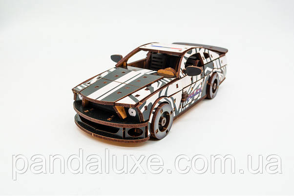 Дерев'яний 3D конструктор авто Muscle car GT, модель 162 деталей, фото 4