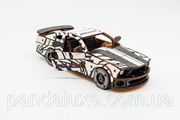 Дерев'яний 3D конструктор авто Muscle car GT, модель 162 деталей, фото 3