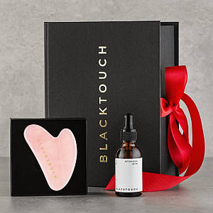 Подарунковий набір Шкребок гуа-ша з рожевого кварцу + Арганова олія