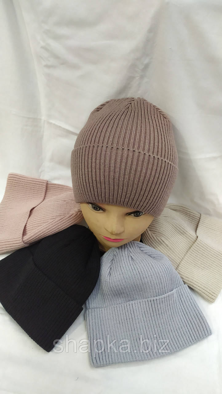Шапка підліткова в'язана на флісі, фото 1