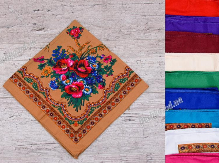 Хустка жіноча шовку розмір 70 на 70 см Мікс колір (від 10 шт.)