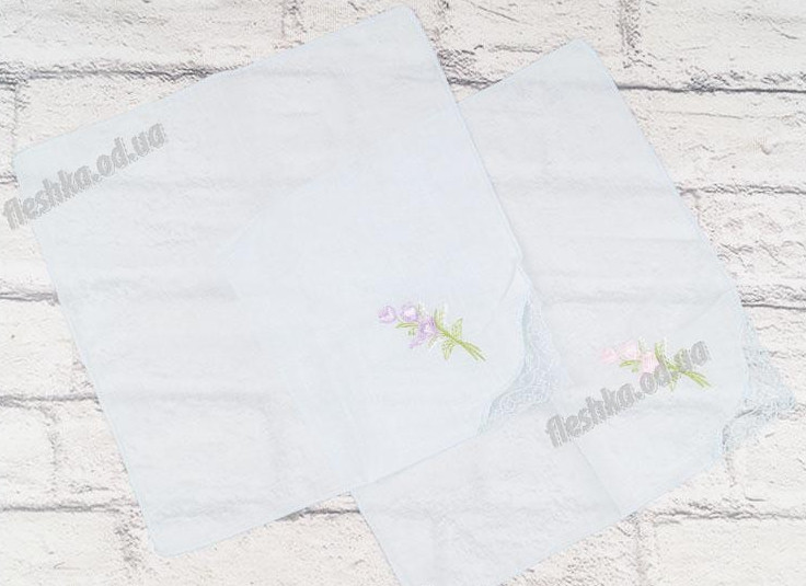 Хустка прозора з вишивкою розмір 27 на 27 см (від 10 шт.)