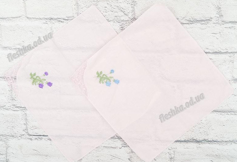 Хустка прозора з вишивкою розмір 27 на 27 см (від 10 шт.)