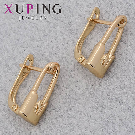 Серёжки женские позолота золотистого цвета 18K Xuping Jewelry английская застёжка булавки размер 15х7 мм, фото 1