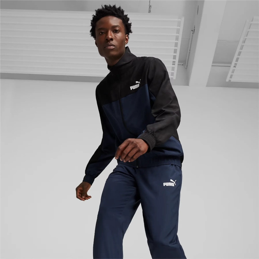 Костюм чоловічий Puma Woven Tracksuit 678887 14 (синій з чорним, спортивний, плащівка, весна-літо, бренд пуму)