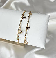 Браслет на ногу позолота Xuping Браслет з підвіскою дзвіночком Золотистий 25 см B15010