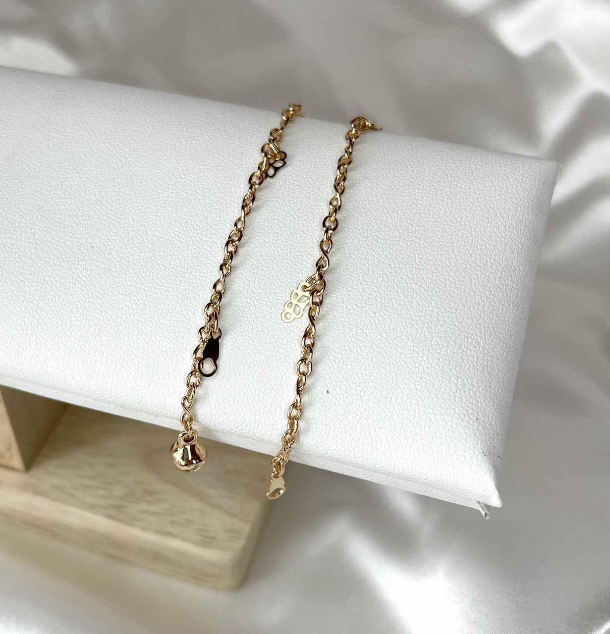 Браслет на ногу позолота Xuping Браслет з підвіскою дзвіночком Золотистий 25 см B15011