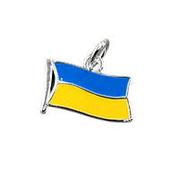 Кулон гіпоалергений сплав FInding Підвіска патріотична прапор України Жовто-блакитний сріблястий 12 мм х 16 мм