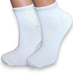 Шкарпетки жіночі короткі літні 23-25 розмір (36-40 взуття) Luxe з люрексом срібло білий