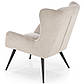 Крісло з вухами Byron бежеве з тканинною оббивкою з чорними металевими ніжками у вітальню, фото 4
