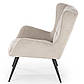 Крісло з вухами Byron бежеве з тканинною оббивкою з чорними металевими ніжками у вітальню, фото 5