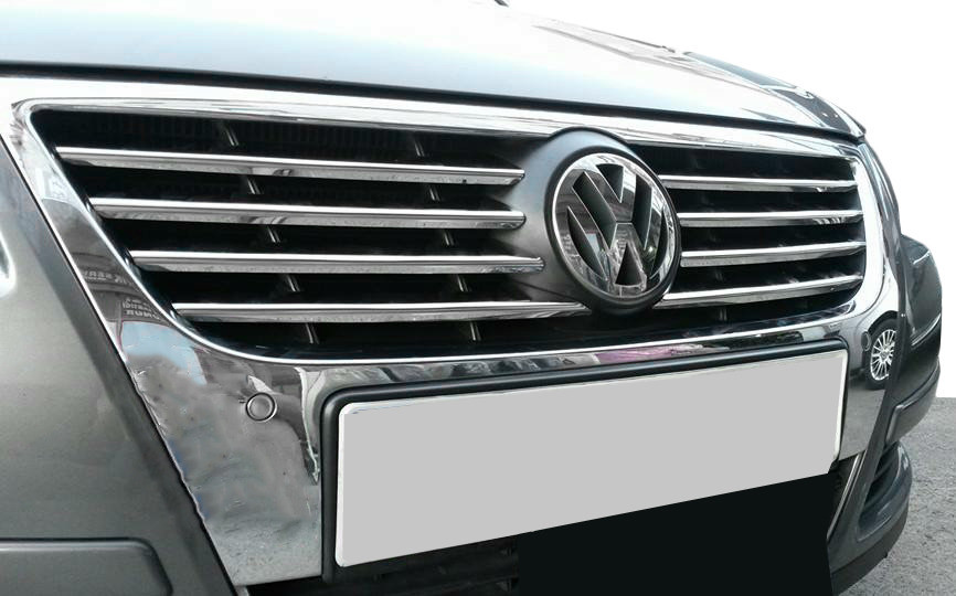 Накладки на решітку (8 шт, нерж) OmsaLine - Італійська нержавійка для Volkswagen Passat B6 2006-2012рр