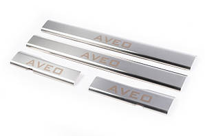 Накладки на внутрішні пороги Carmos V1 (4 шт, нерж.) для Chevrolet Aveo T250 2005-2011 рр