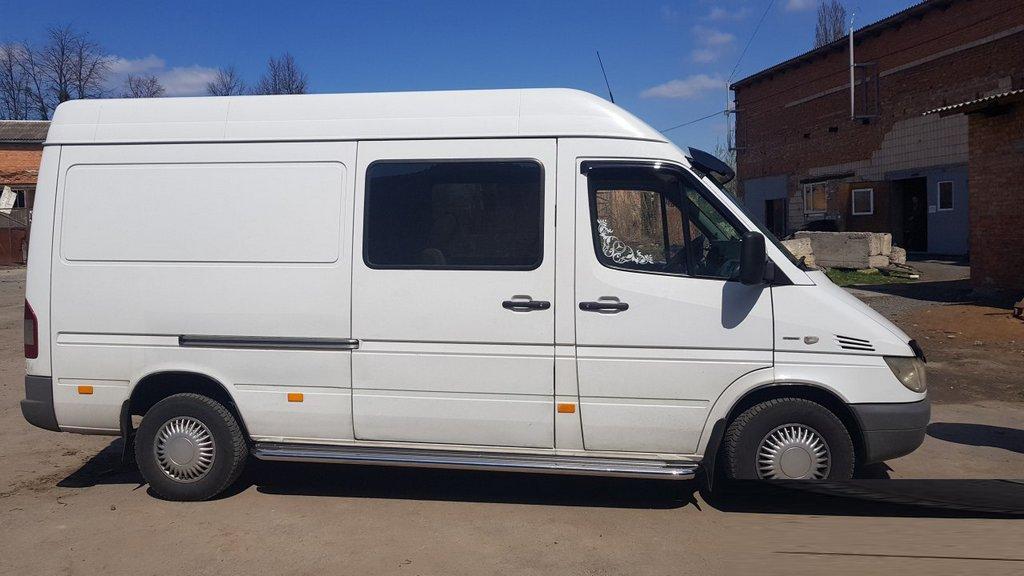 Бокові пороги Premium (2 шт., нерж.) Довга база, d42 для Volkswagen LT 1996-2006 рр, фото 1