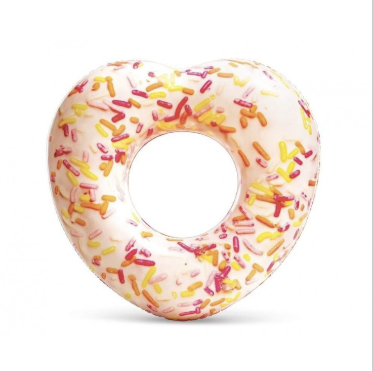Надувний вініловий круг для дітей Intex 56253 "Donat Heart" 94 см з ручками (9+)