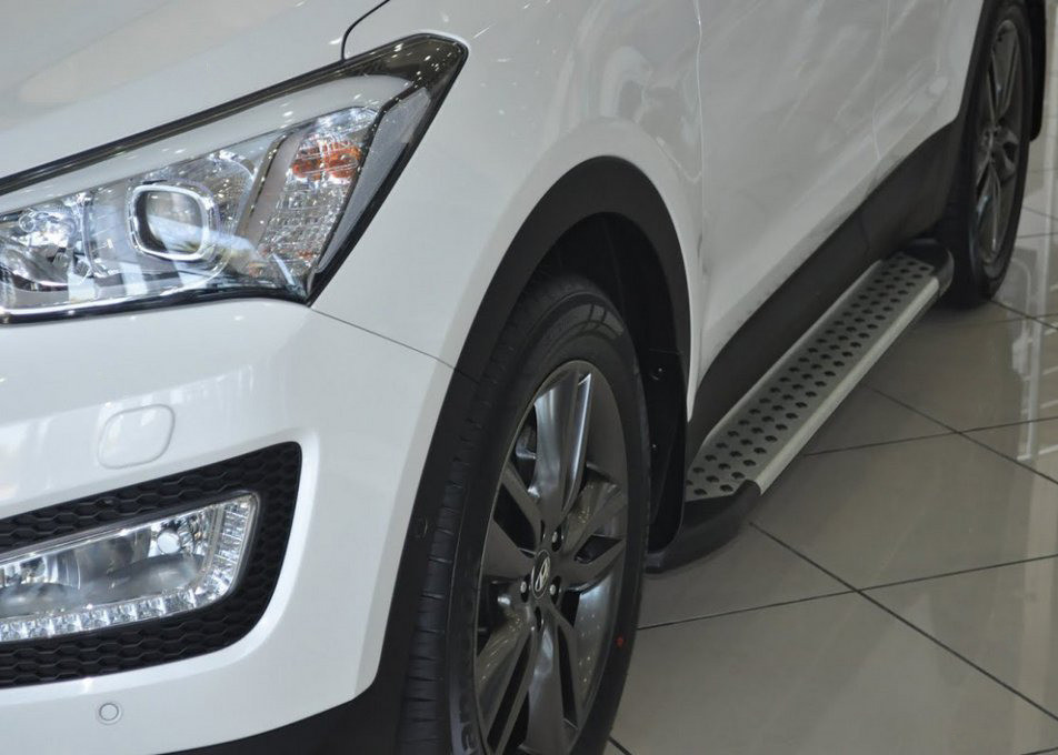 Бокові пороги Allmond Grey (2 шт., алюм.) для Hyundai Santa Fe 3 2012-2018рр, фото 1