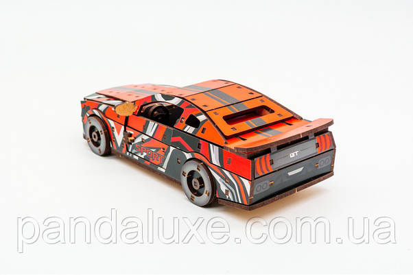 Дерев'яний 3D конструктор авто Muscle car GT, модель 162 деталей, фото 6