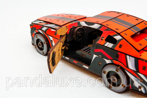 Дерев'яний 3D конструктор авто Muscle car GT, модель 162 деталей, фото 4