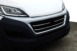 Накладки на решітку радіатора 2014-2022 (3 шт, нерж.) для Fiat Ducato 2006-2024 та 2014-2024 рр