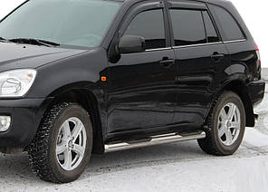 Бічні труби (2 шт., нерж.) Ø60 з пластиковими вставками для Chery Tiggo 1