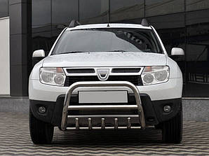 Кенгурятник без напису QT006 (нерж.) для Dacia Duster 2008-2018 рр