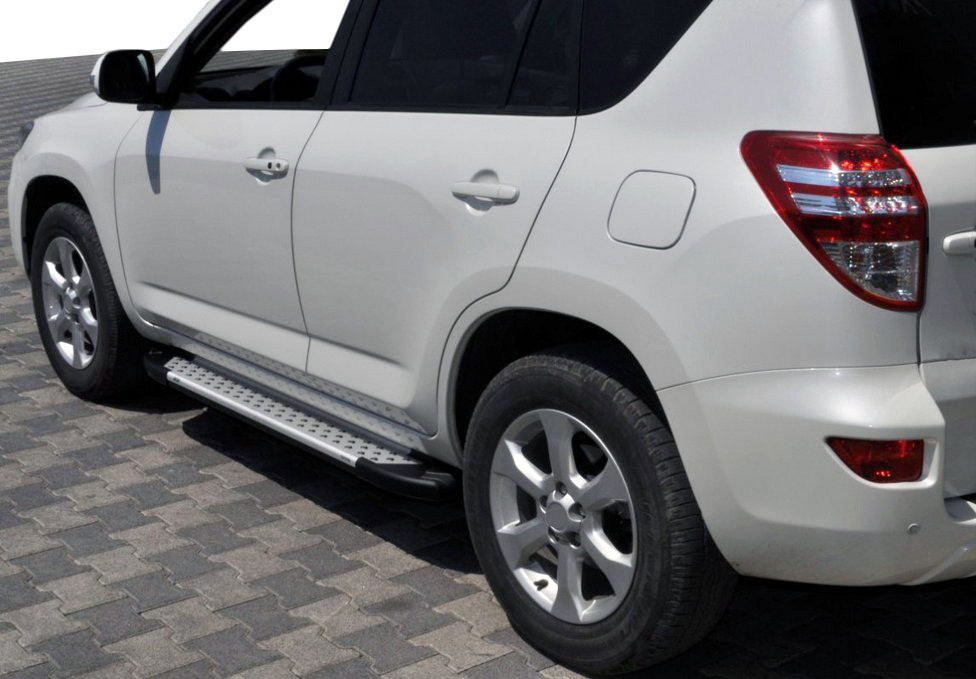 Бокові пороги Allmond Grey (2 шт., алюм) для Toyota Rav 4 2006-2013 років, фото 1