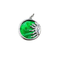 Кулон гіпоалергений сплав FInding Підвіска кругла половинка сонця Сталиста зелена емаль 14 мм