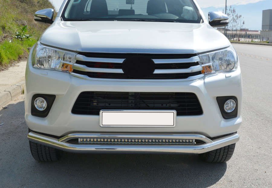 Передній вус подвійний Vegas (нерж) d76/42 мм для Toyota Hilux 2015-2024 рр