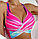 Літній купальник яскраво рожевого кольору з топом і високими трусиками, фото 8