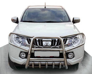 Кенгурятник QT019 (нерж) для Mitsubishi L200 2015-2024 рр