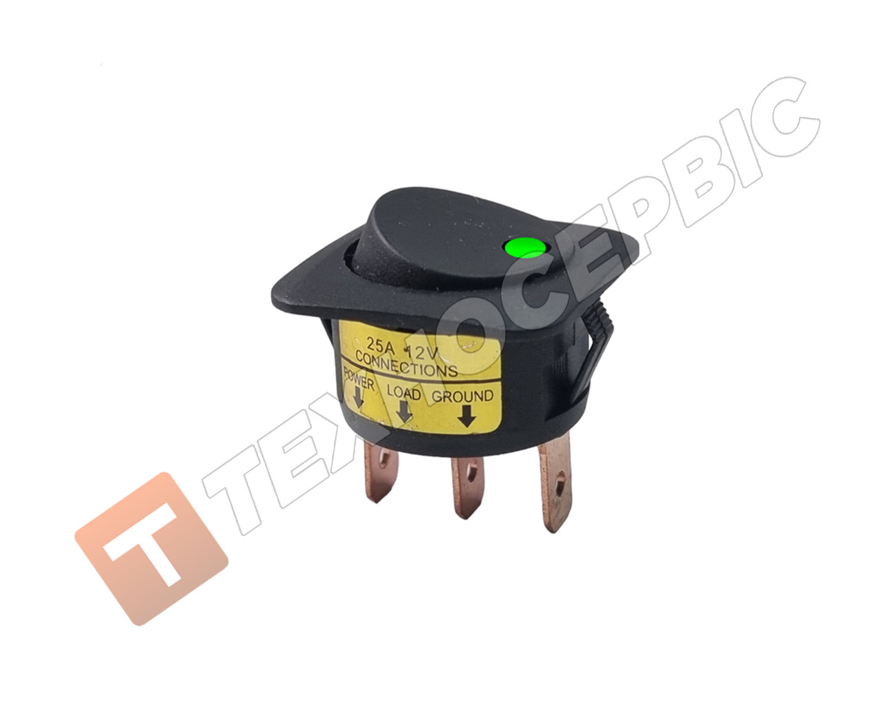 Кнопка натискна з зеленою підсвіткою 12v 25A ( AK-SA Турция)